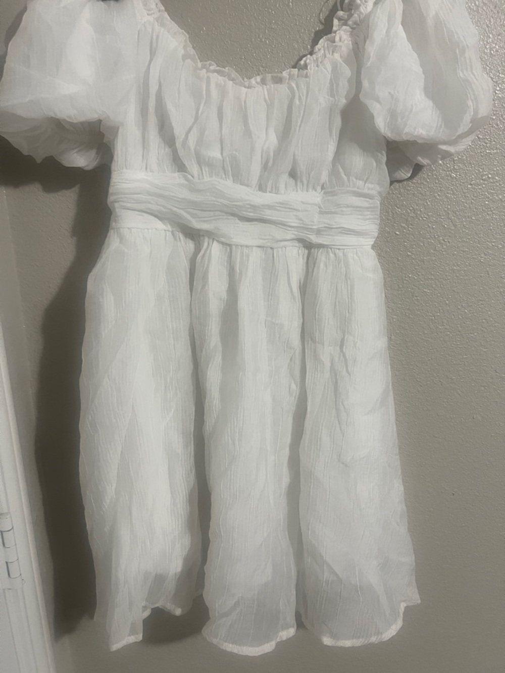 White Puff Sleeve Babydoll Dress